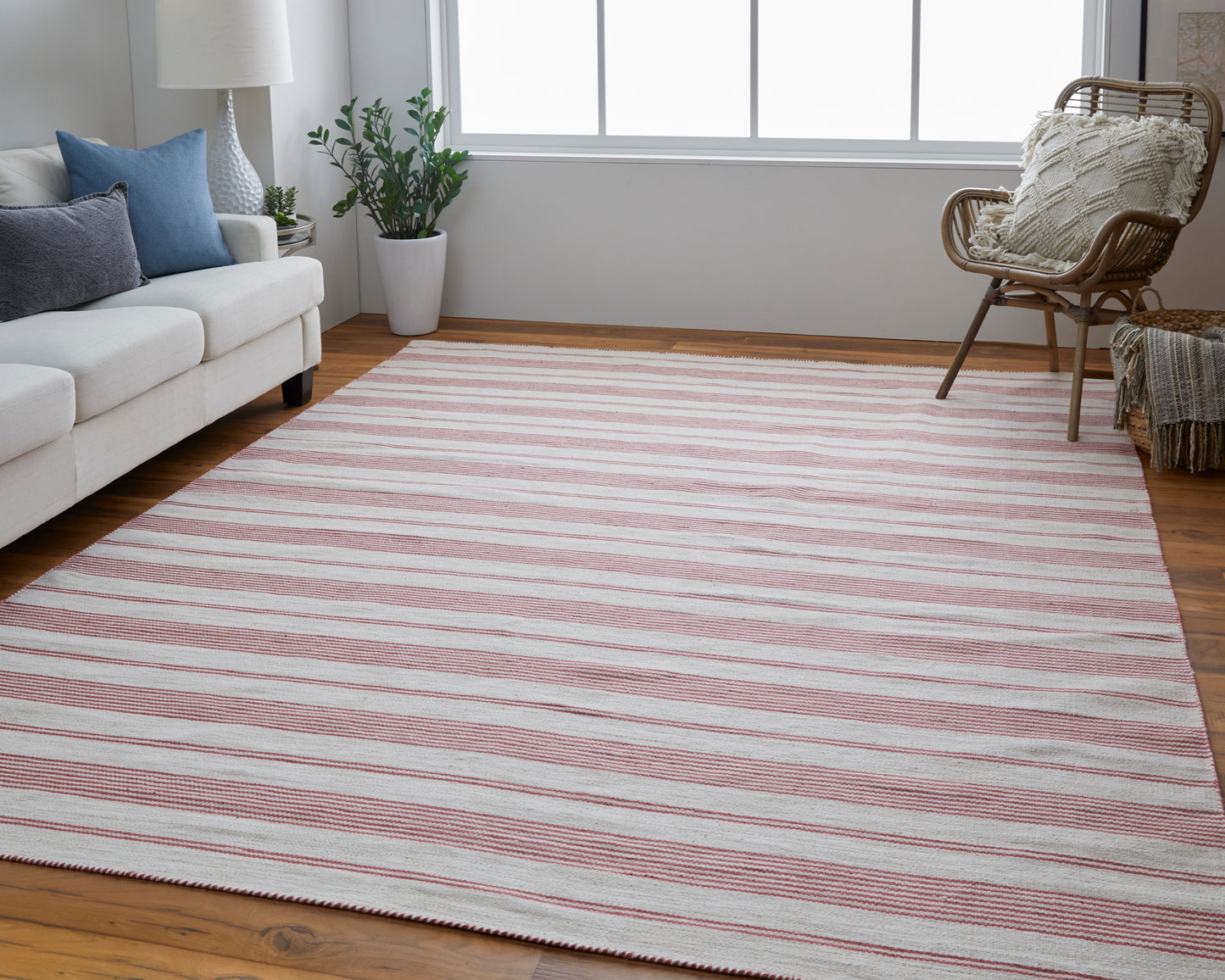 Duprine Transitional/Casual/Nautical & Coastal Stripes/Geometric Red/Ivory - Feizy Rug