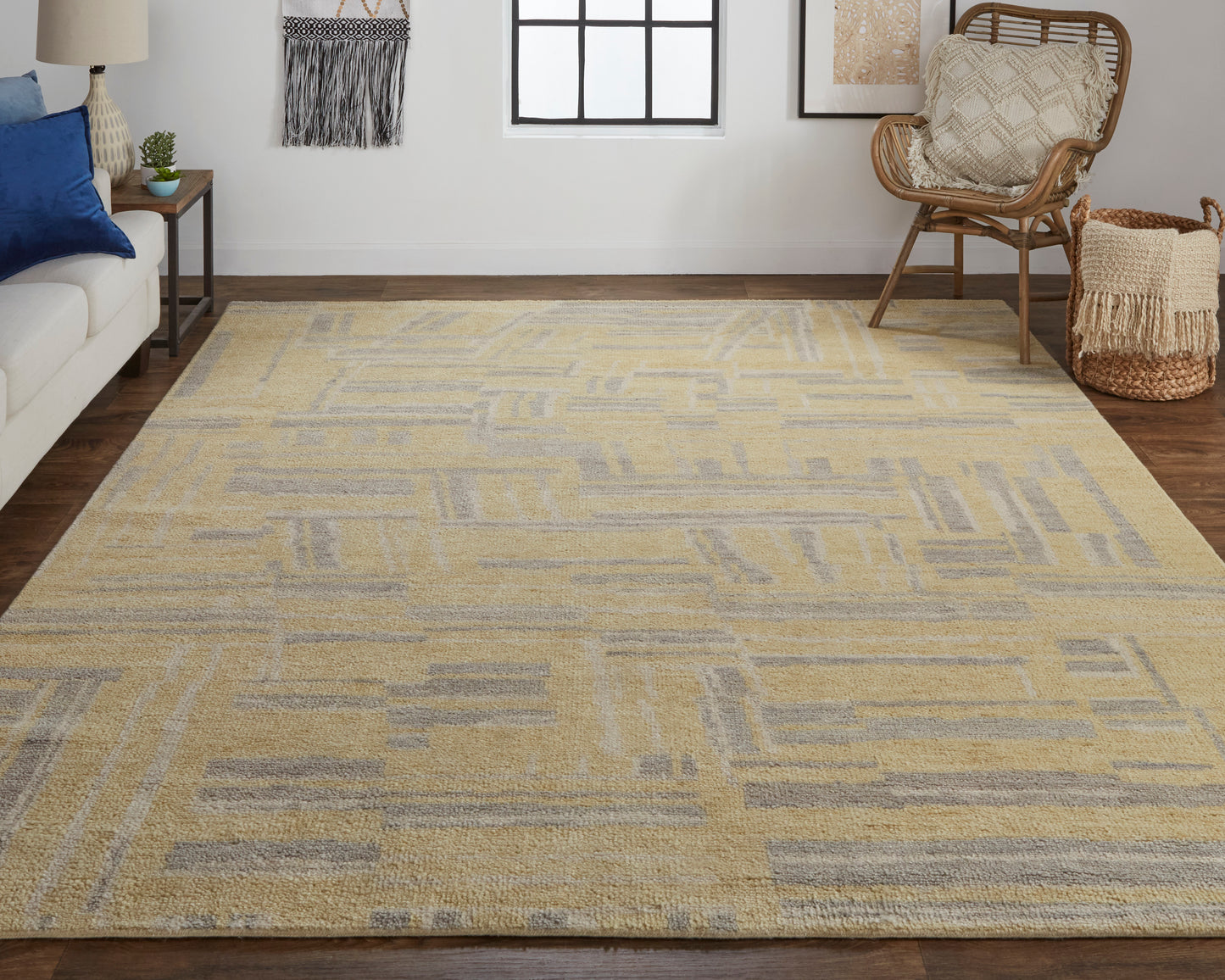 Weatherfield Transitional/Casual Abstract Gold/Gray - Feizy Rug