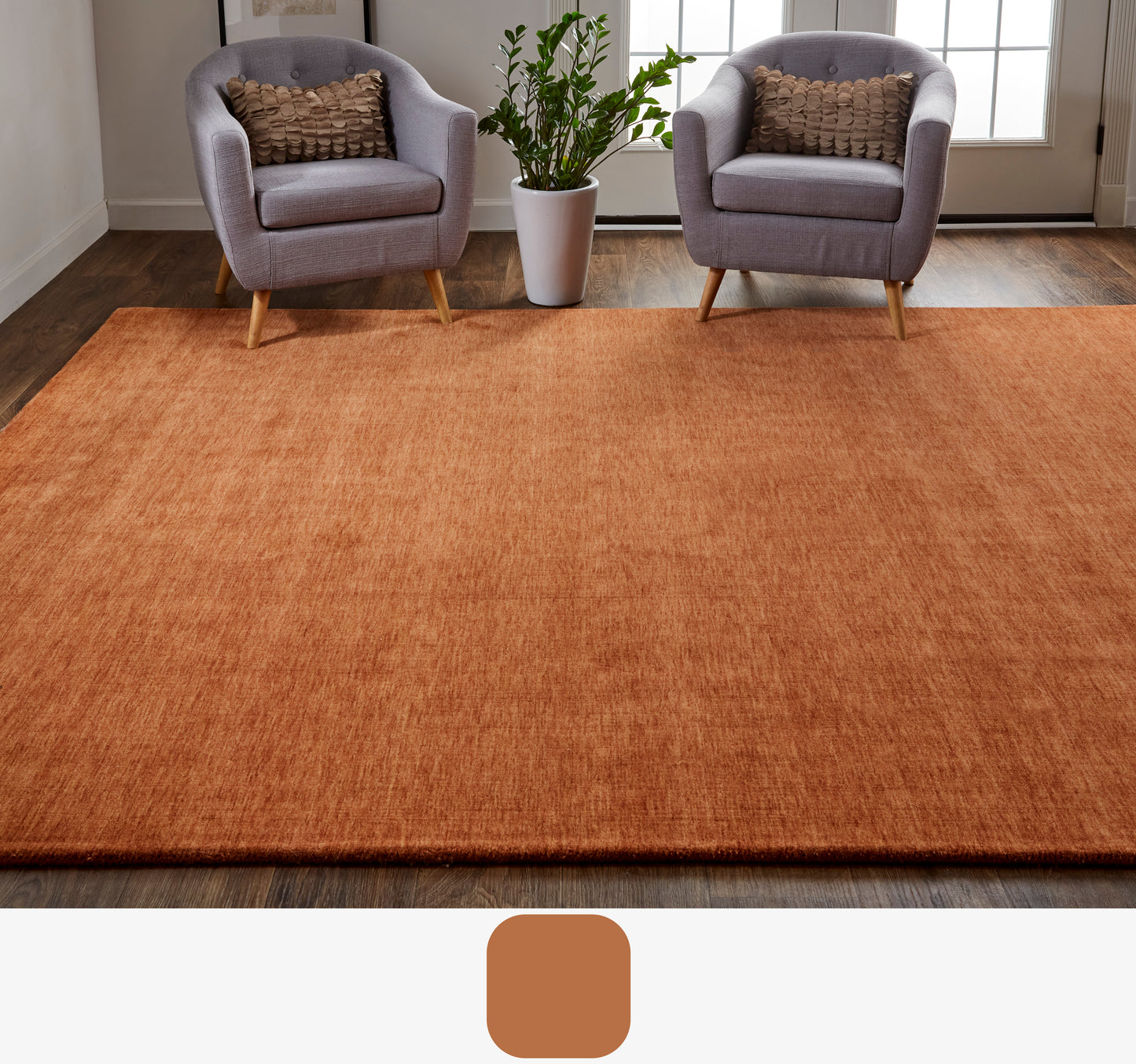 Luna Modern/Casual Orange Accent Rug