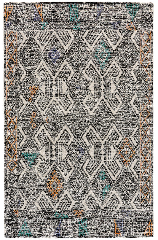 Arazad Transitional/Global/Bohemian & Eclectic Geometric/Moroccan/Diamond Black/Ivory/Green - Feizy Rug