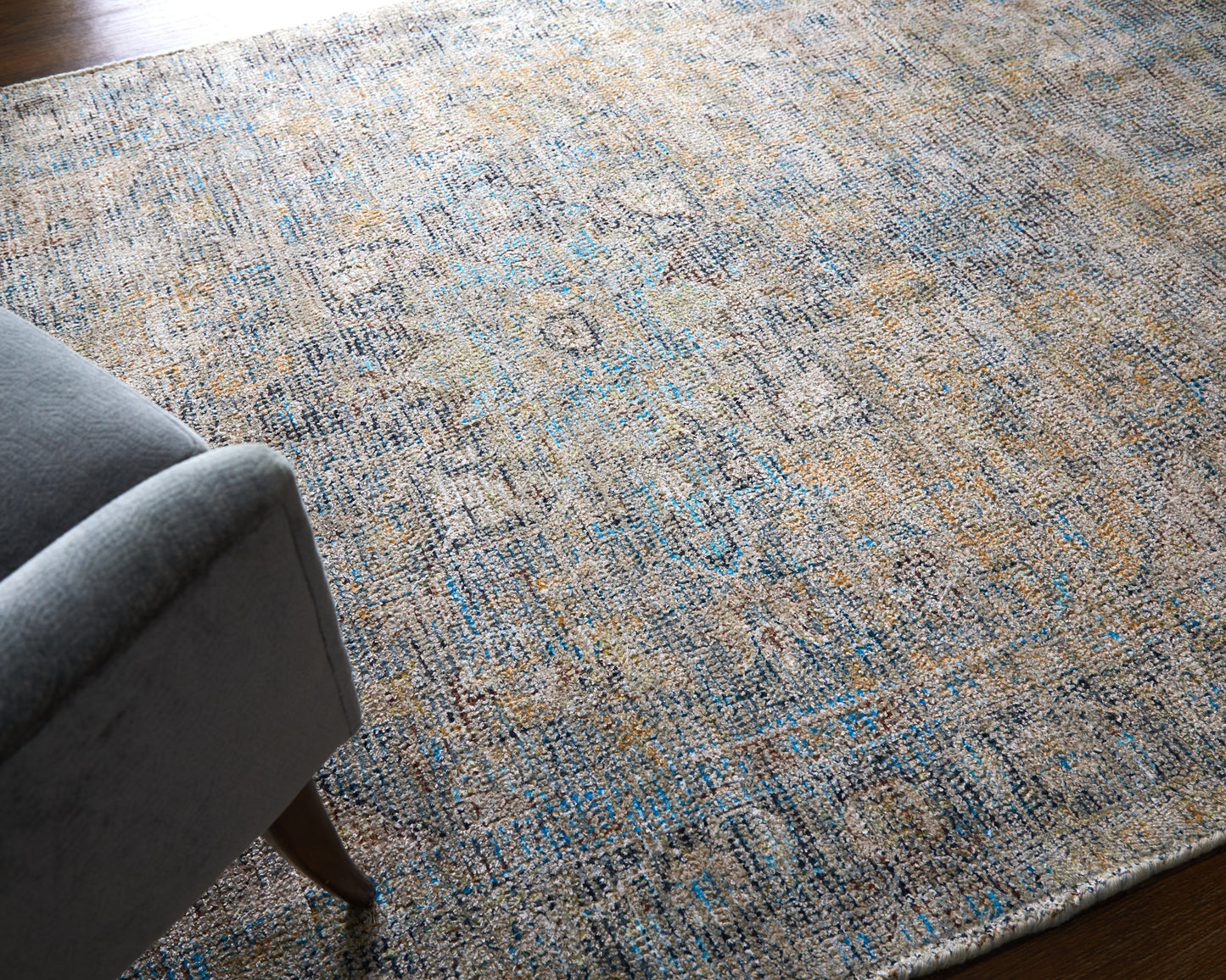 Caldwell Transitional/Bohemian & Eclectic/Vintage Blue/Gray/Tan Area Rug
