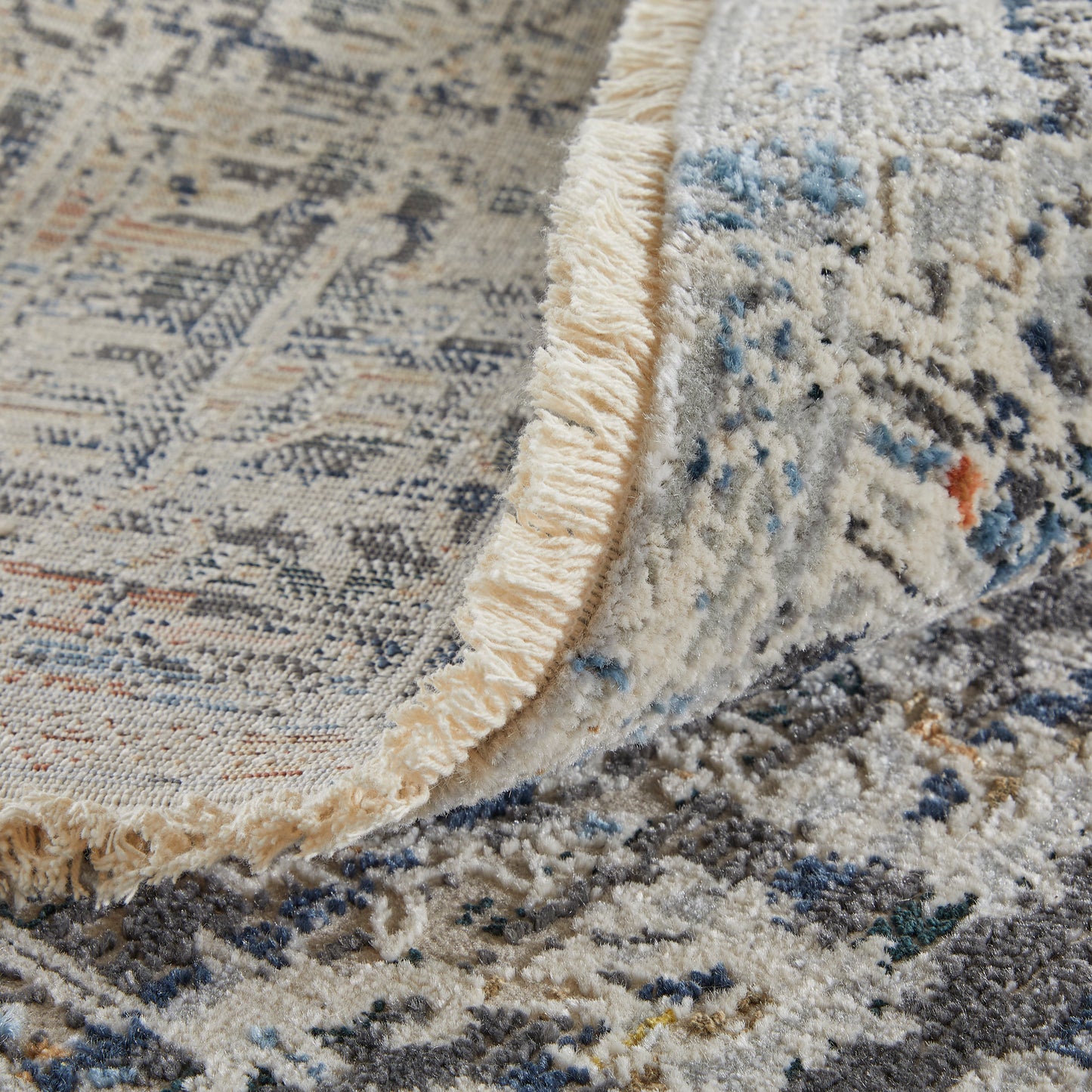 Kaia Transitional/Casual/Farmhouse Distressed/Diamond/Oriental Ivory/Gray/Taupe - Feizy Rug