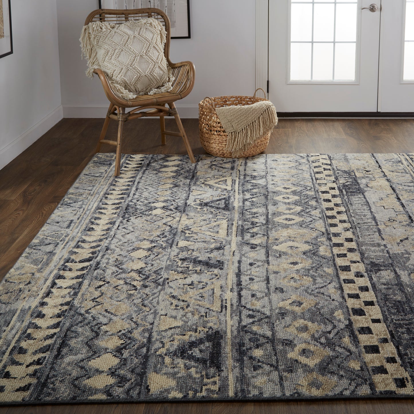 Palomar Transitional/Farmhouse/Bohemian & Eclectic Geometric/Diamond Taupe/Gray/Tan - Feizy Rug