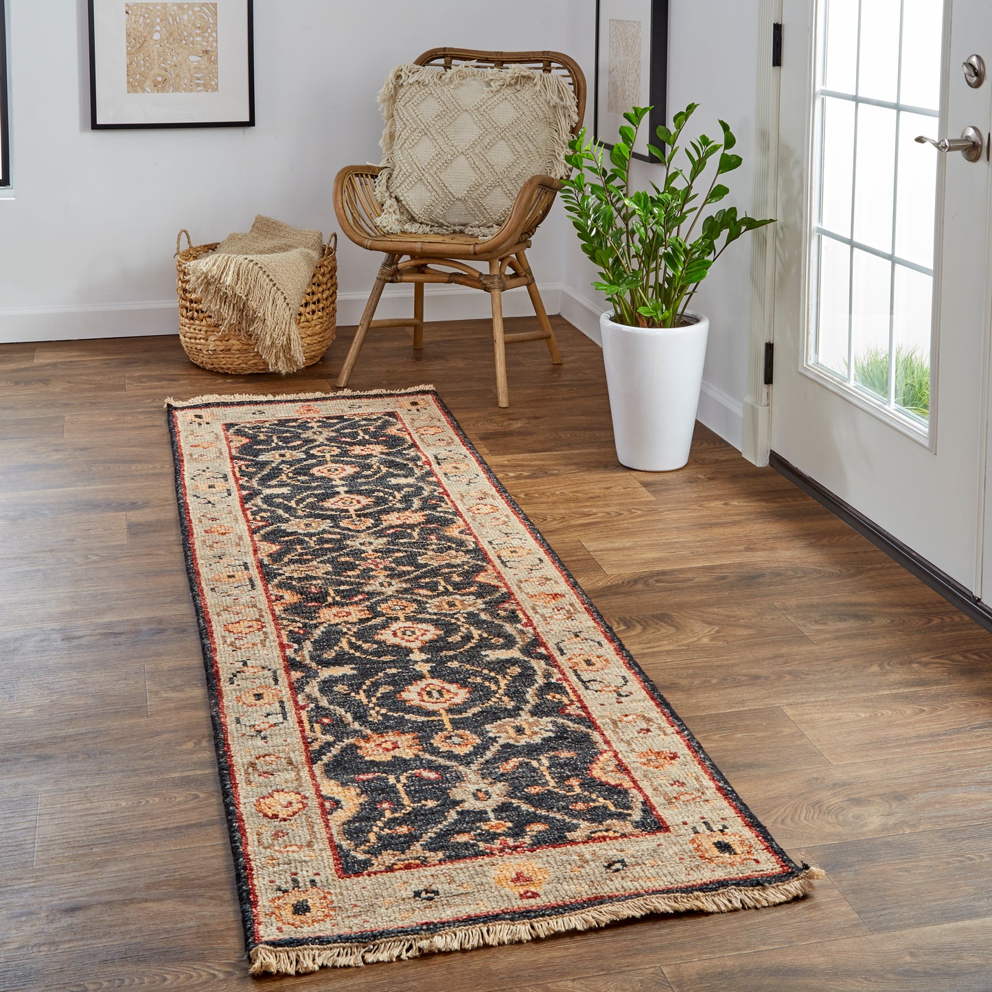 Carrington Traditional/Vintage/Classic Oriental/Bordered Black/Gold/Gray - Feizy Rug