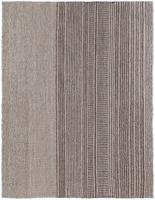 Hamden Modern/Scandinavian/Casual Stripes/Geometric/Abstract Ivory/Brown - Feizy Rug