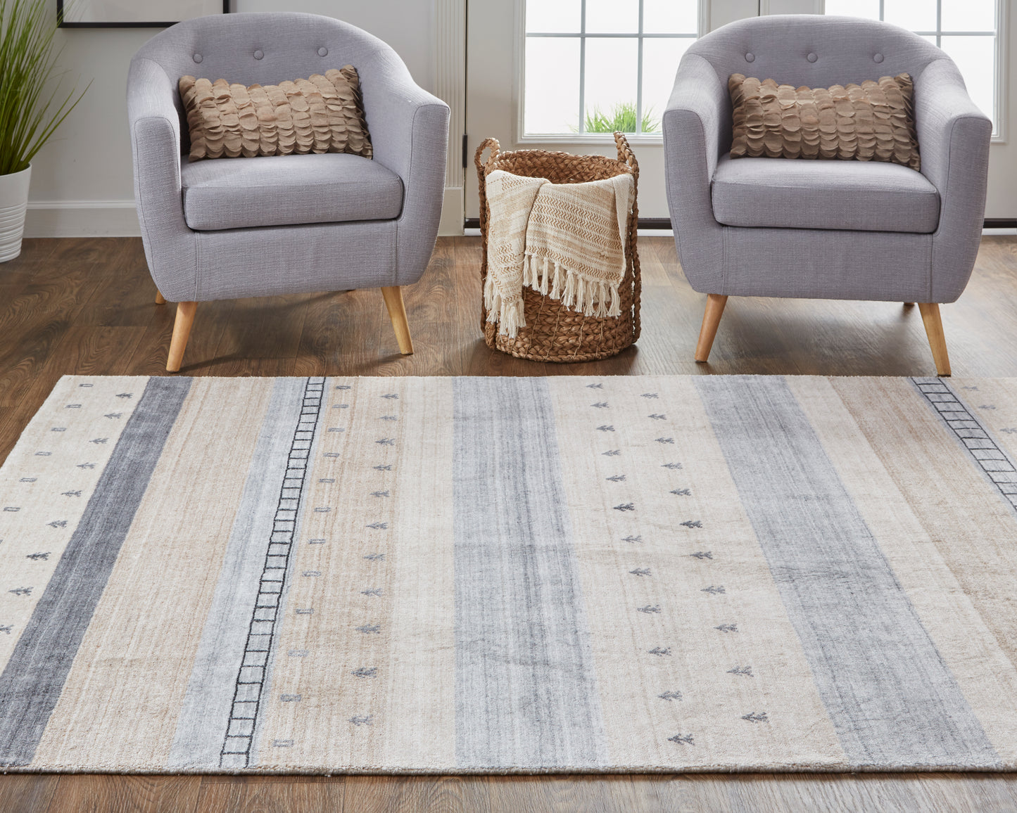 Legacy Transitional/Cabin & Lodge/Casual Stripes/Distressed/Southwestern Ivory/Tan/Gray - Feizy Rug