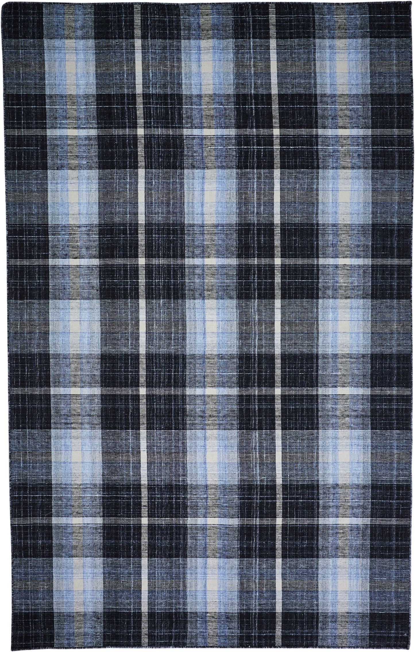 Crosby Transitional/Rustic Plaid Black/Blue/White - Feizy Rug