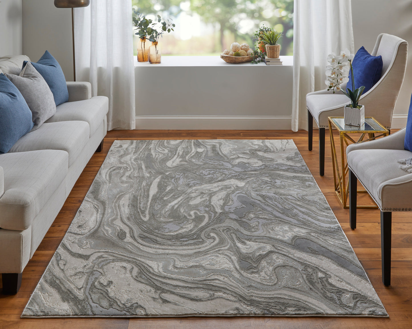 Prasad Modern/Casual Gray/Ivory/Silver Accent Rug  Feizy Rugs Small Parcel,Feizy Rugs,Prasad,Gray/Ivory/Silver,1'8" x 2'10",Accent Rug,Polypropylene/Polyester,Modern/Casual,Turkey