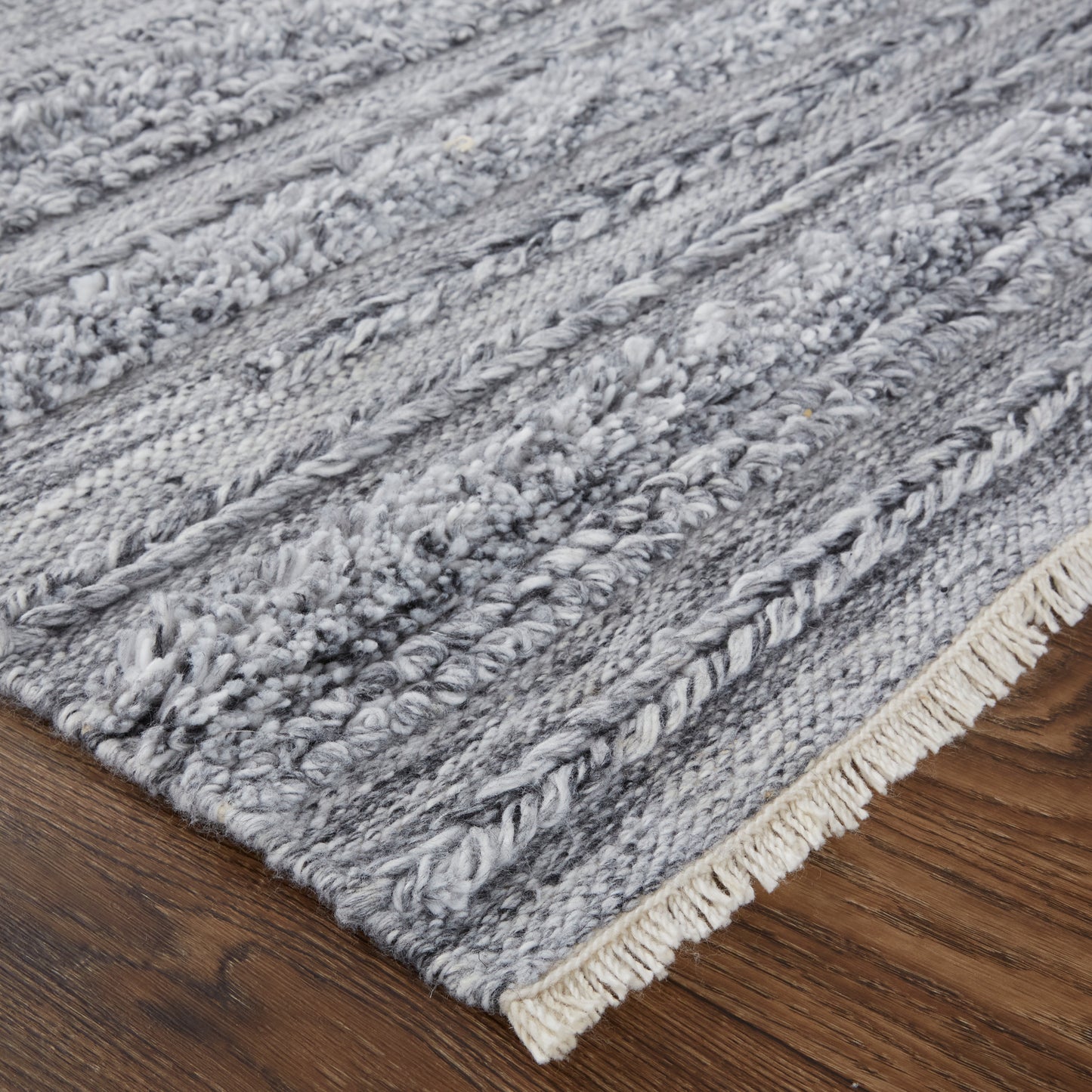 Alden Transitional/Casual/Scandinavian Stripes/Solid Gray/Ivory - Feizy Rug