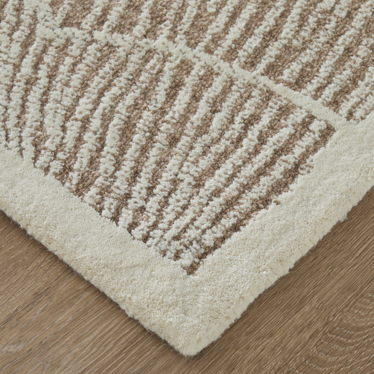 Winston Modern/Nautical & Coastal Floral & Botanical/Bordered/Abstract Taupe/Ivory - Feizy Rug