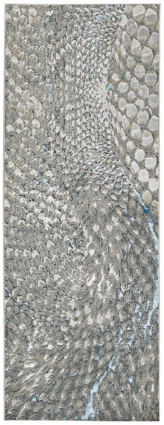 Azure Modern/Industrial Blue/Silver/Gray Runner  Feizy Rugs Small Parcel,Feizy Rugs,Azure,Blue/Silver/Gray,2'10" x 7'10",Runner,Polyester/Polypropylene,Modern/Industrial,Turkey