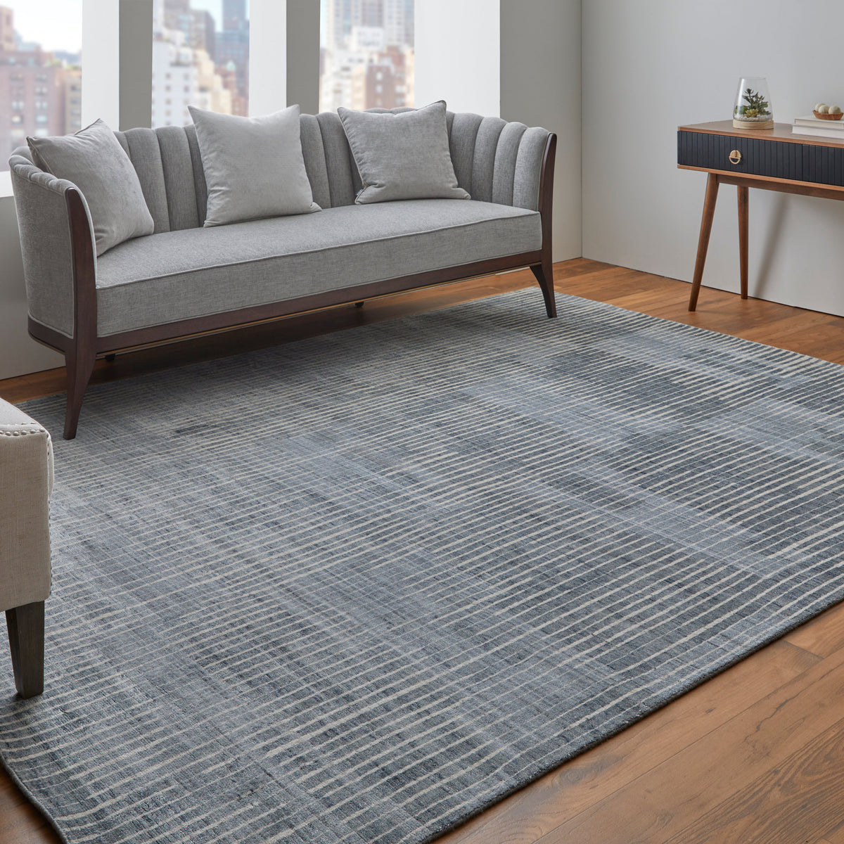 Eastfield Modern/Casual Abstract/Distressed Blue/Ivory/Gray 69AH - Feizy Rug