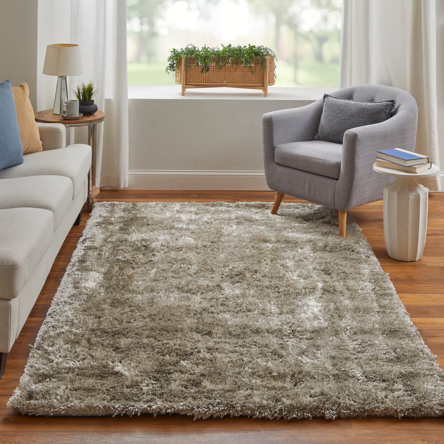 Blunham Modern/Luxury & Glam Solid Gold/Green - Feizy Rug