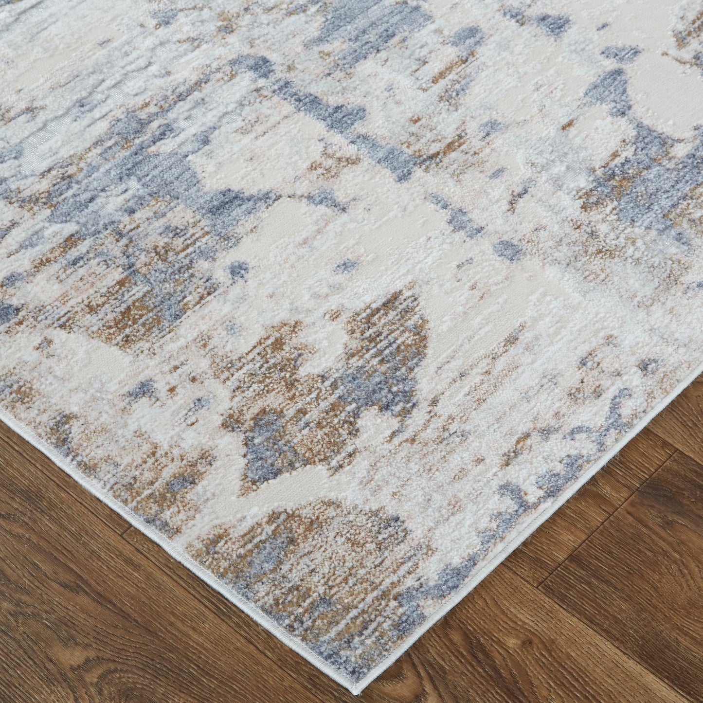 Laina Transitional/Industrial/Casual Ivory/Gray/Blue Accent Rug