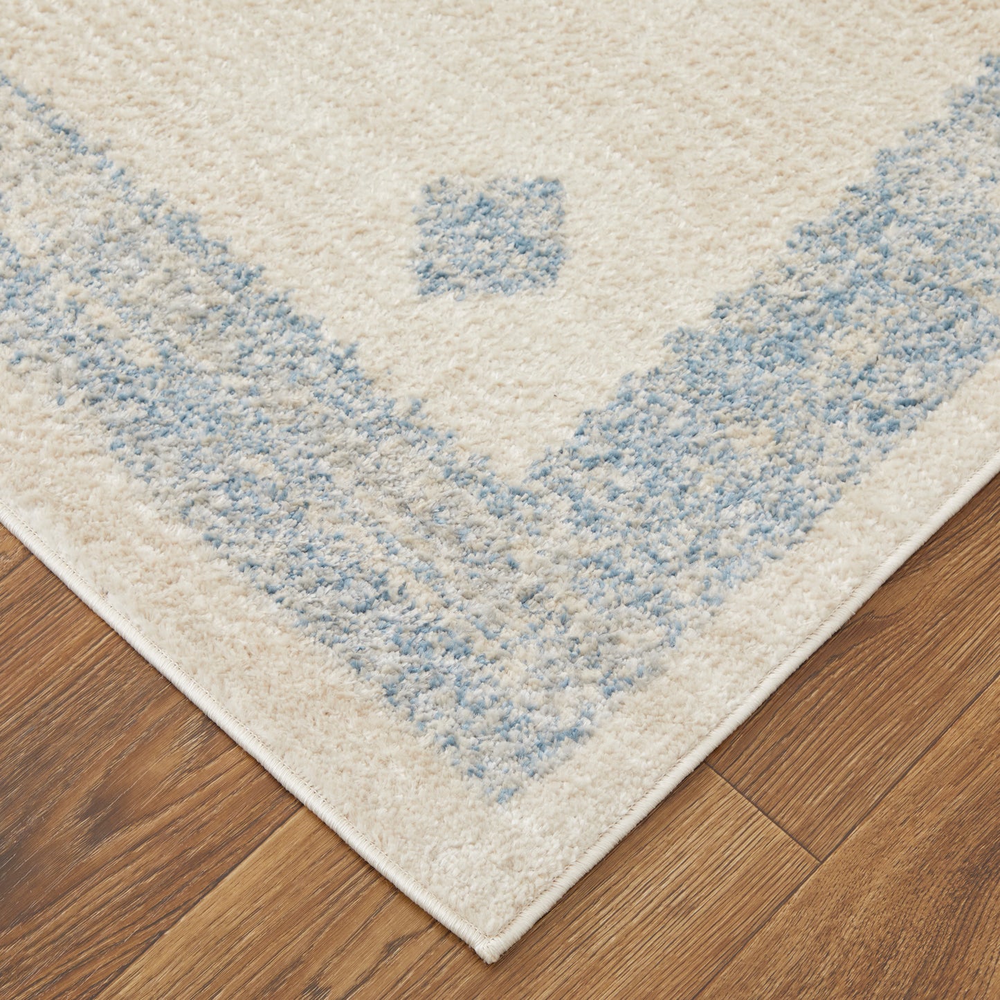 Camellia Transitional/Global Geometric/Moroccan/Distressed Blue/Ivory - Feizy Rug