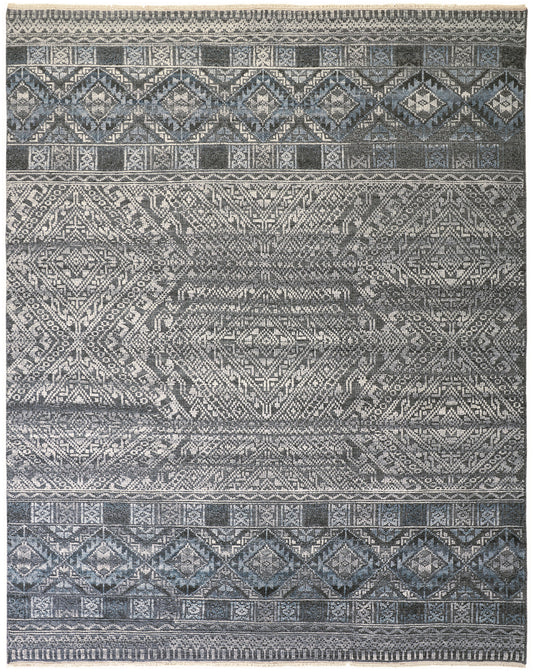 Payton Transitional/Farmhouse/Scandinavian Diamond/Trellis & Lattice Gray/Ivory/Blue - Feizy Rug