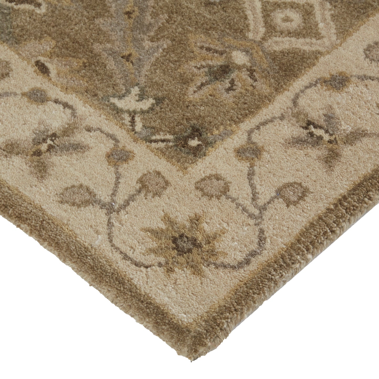 Eaton Traditional/Classic/Persian Oriental/Floral & Botanical/Bordered Green/Brown/Taupe - Feizy Rug