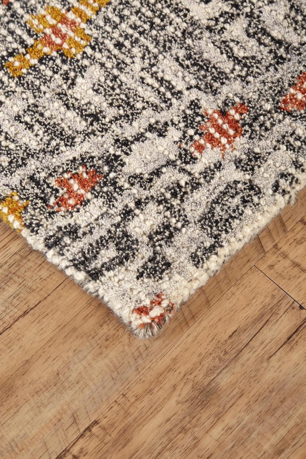 Arazad Transitional/Global/Bohemian & Eclectic Geometric/Moroccan/Diamond Gray/Ivory/Orange - Feizy Rug