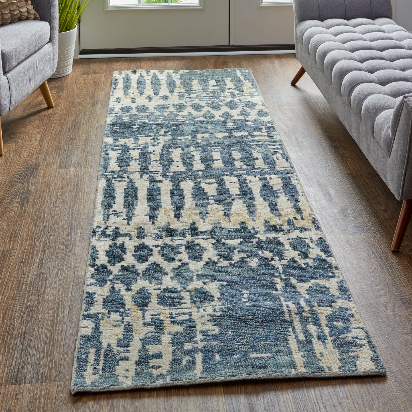 Palomar Transitional/Casual/Farmhouse Abstract/Geometric/Diamond Blue/Gray/Tan - Feizy Rug