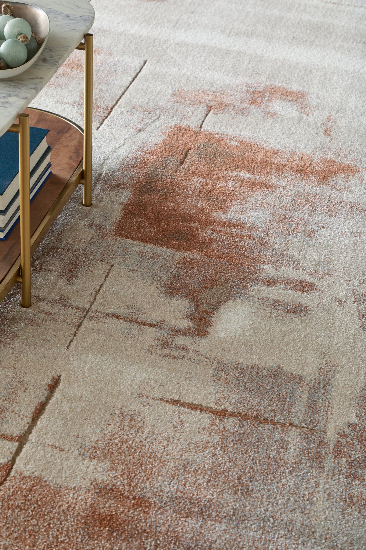 Gilmore Modern/Industrial Abstract Ivory/Orange/Gray - Feizy Rug