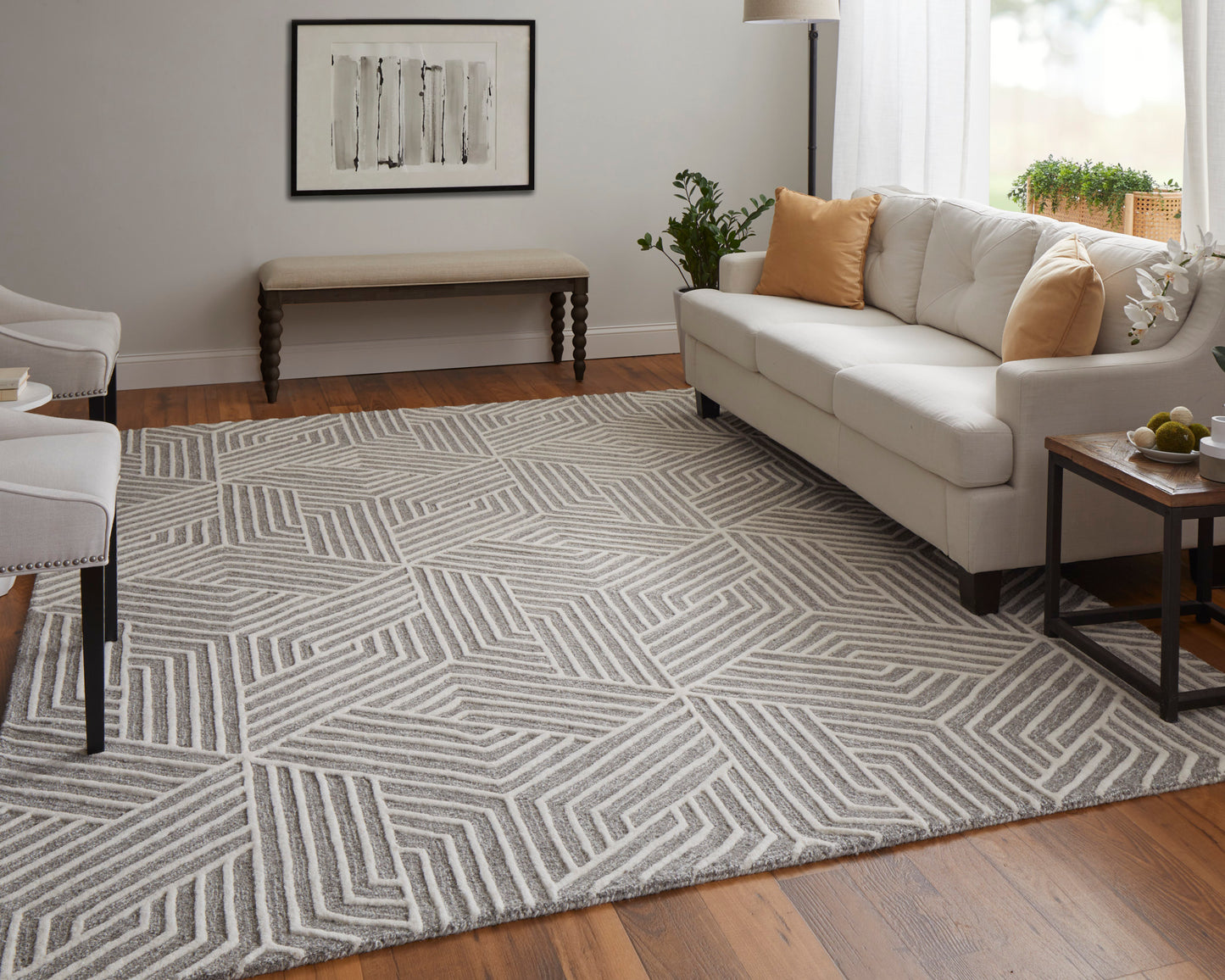 Lytton Modern/Casual/Scandinavian Gray/Ivory Accent Rug  Feizy Rugs Small Parcel,Feizy Rugs,Lytton,Gray/Ivory,2' x 3',Accent Rug,Wool,Modern/Casual/Scandinavian,India