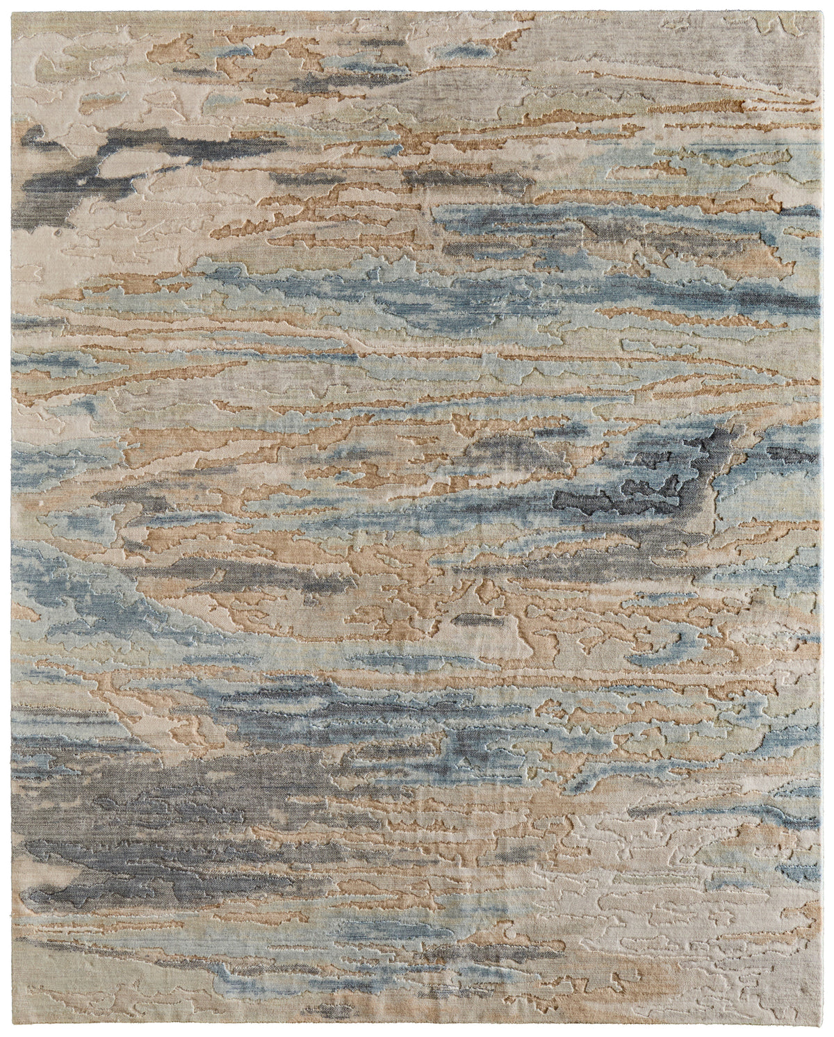 Jaxson Modern/Industrial Abstract/Watercolor Blue/Tan/Gray - Feizy Rug