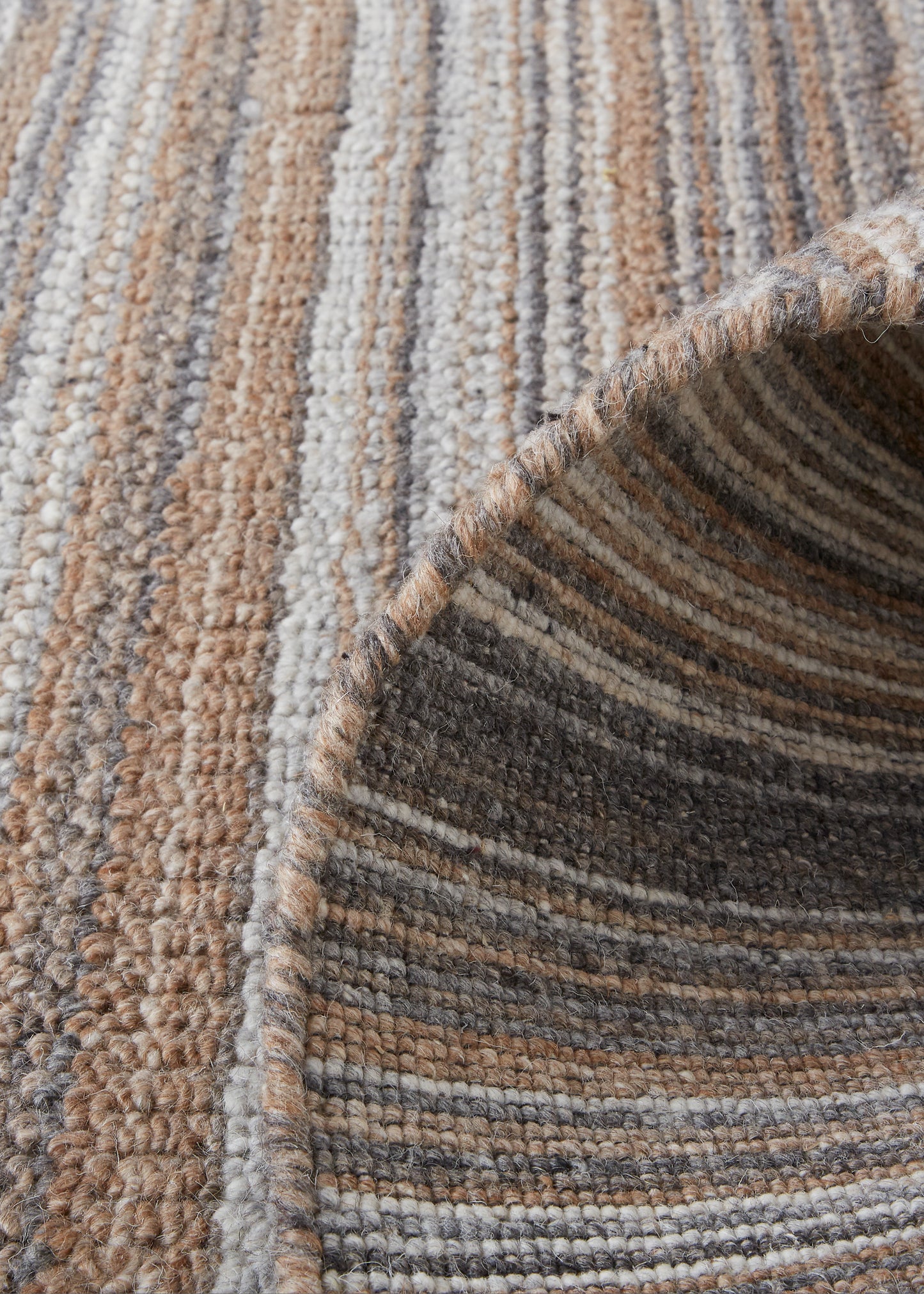 Keaton Transitional/Casual/Scandinavian Solid/Stripes Brown/Taupe - Feizy Rug