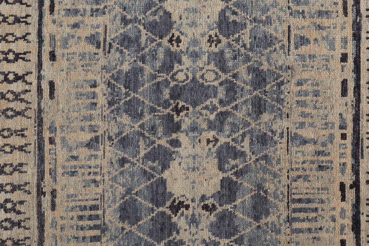 Palomar Transitional/Farmhouse/Casual Trellis & Lattice/Diamond Blue/Gray/Ivory - Feizy Rug