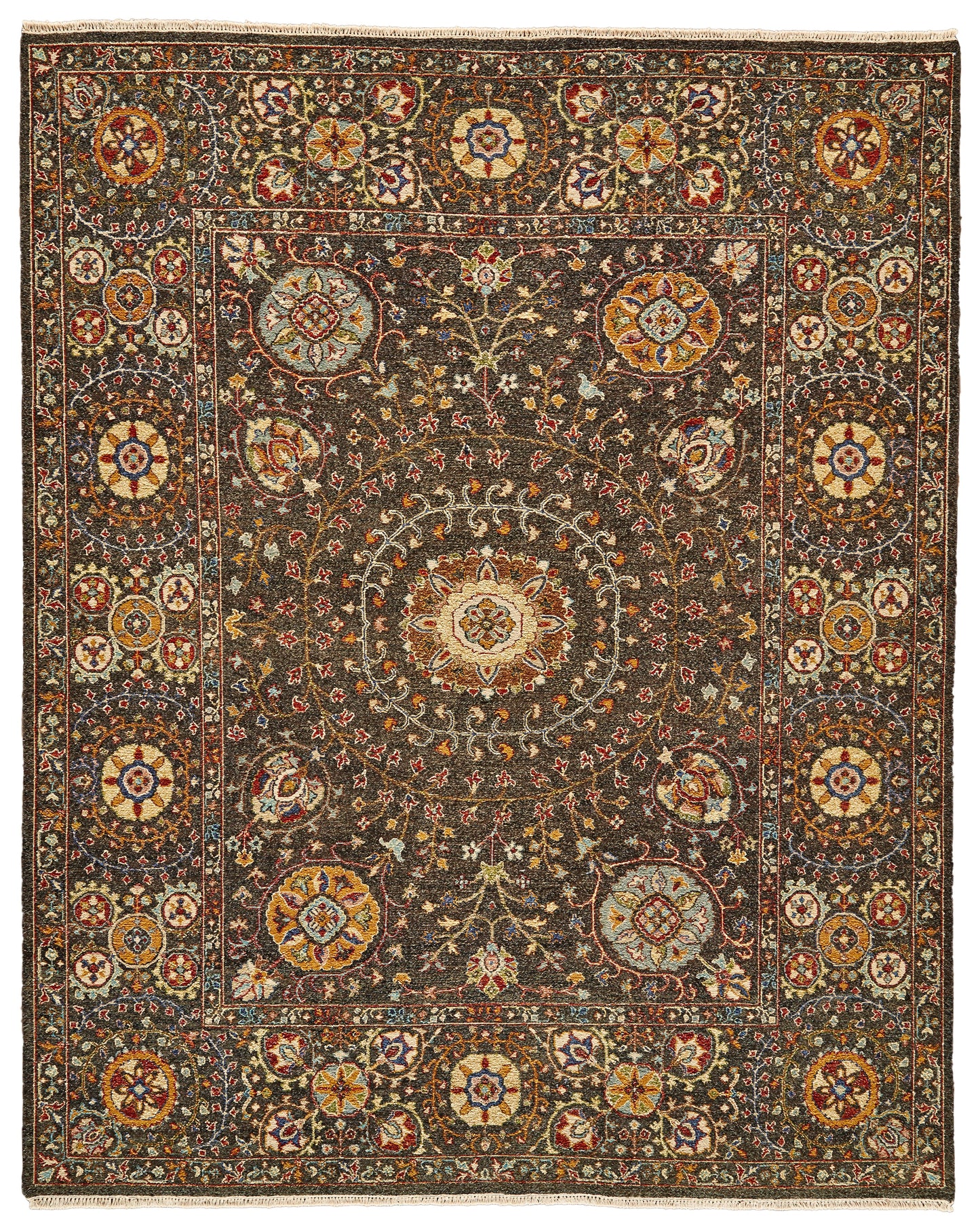 Amherst Traditional/Classic/Vintage Geometric/Medallion Gray/Gold/Blue - Feizy Rug