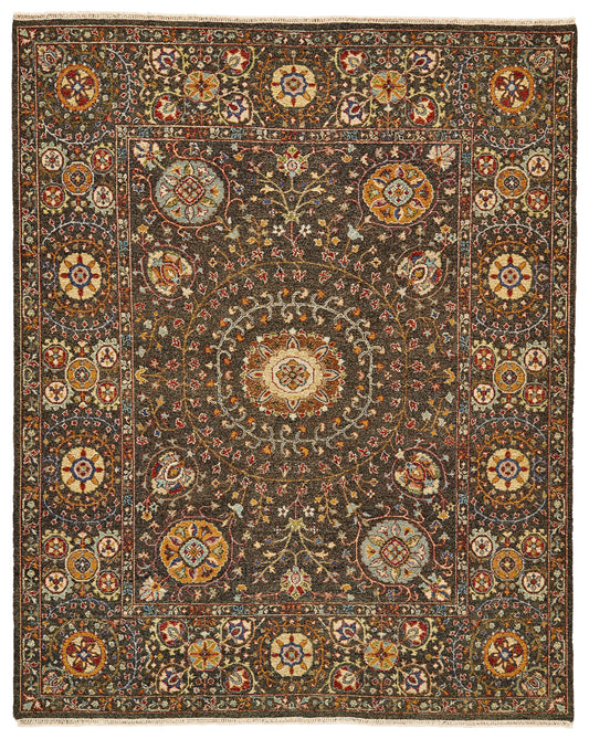 Amherst Traditional/Classic/Vintage Geometric/Medallion Gray/Gold/Blue - Feizy Rug