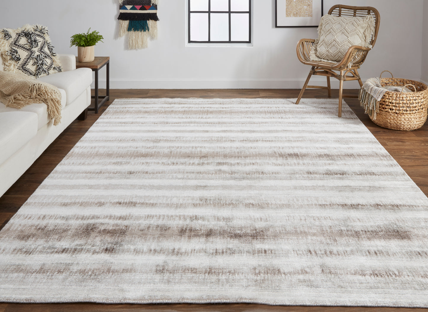 Mackay Transitional/Casual Tan/Ivory/Brown Area Rug