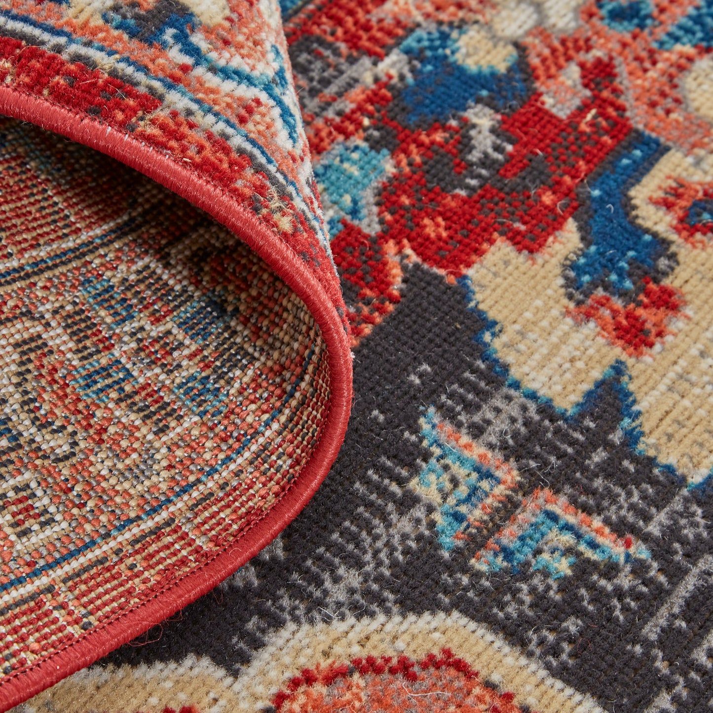 Nolan Transitional/Bohemian & Eclectic/Vintage Medallion/Persian/Distressed Red/Gray/Tan - Feizy Rug