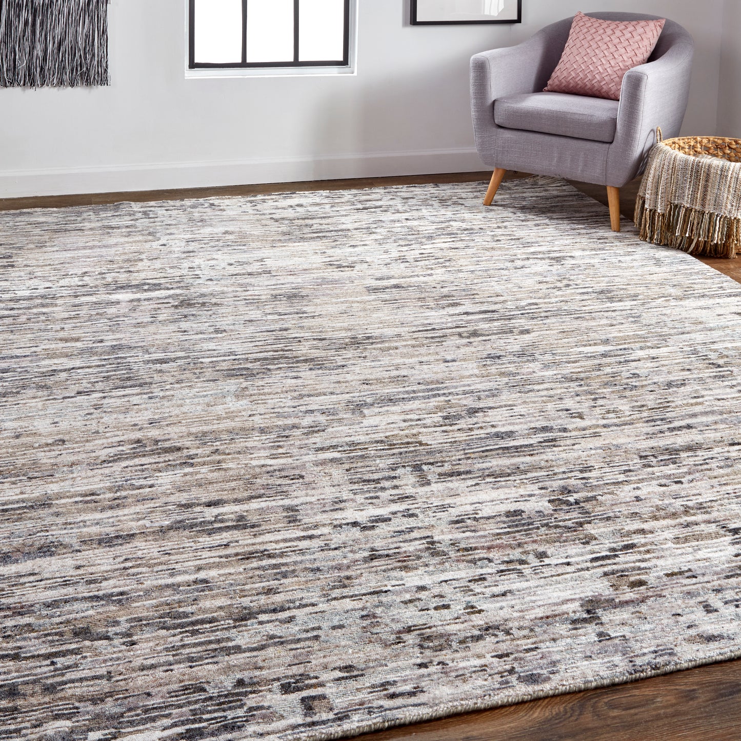 Conroe Modern/Casual/Industrial Gray/Blue/Silver Accent Rug