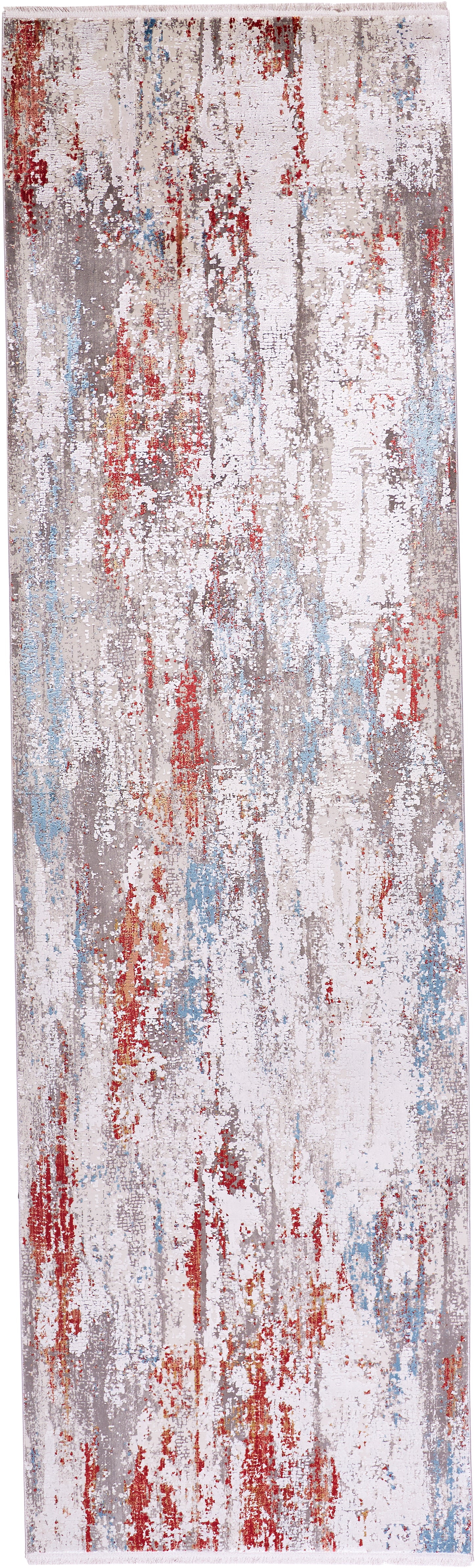 Cadiz Modern/Industrial/Luxury & Glam Abstract/Watercolor Gray/Red/Blue - Feizy Rug