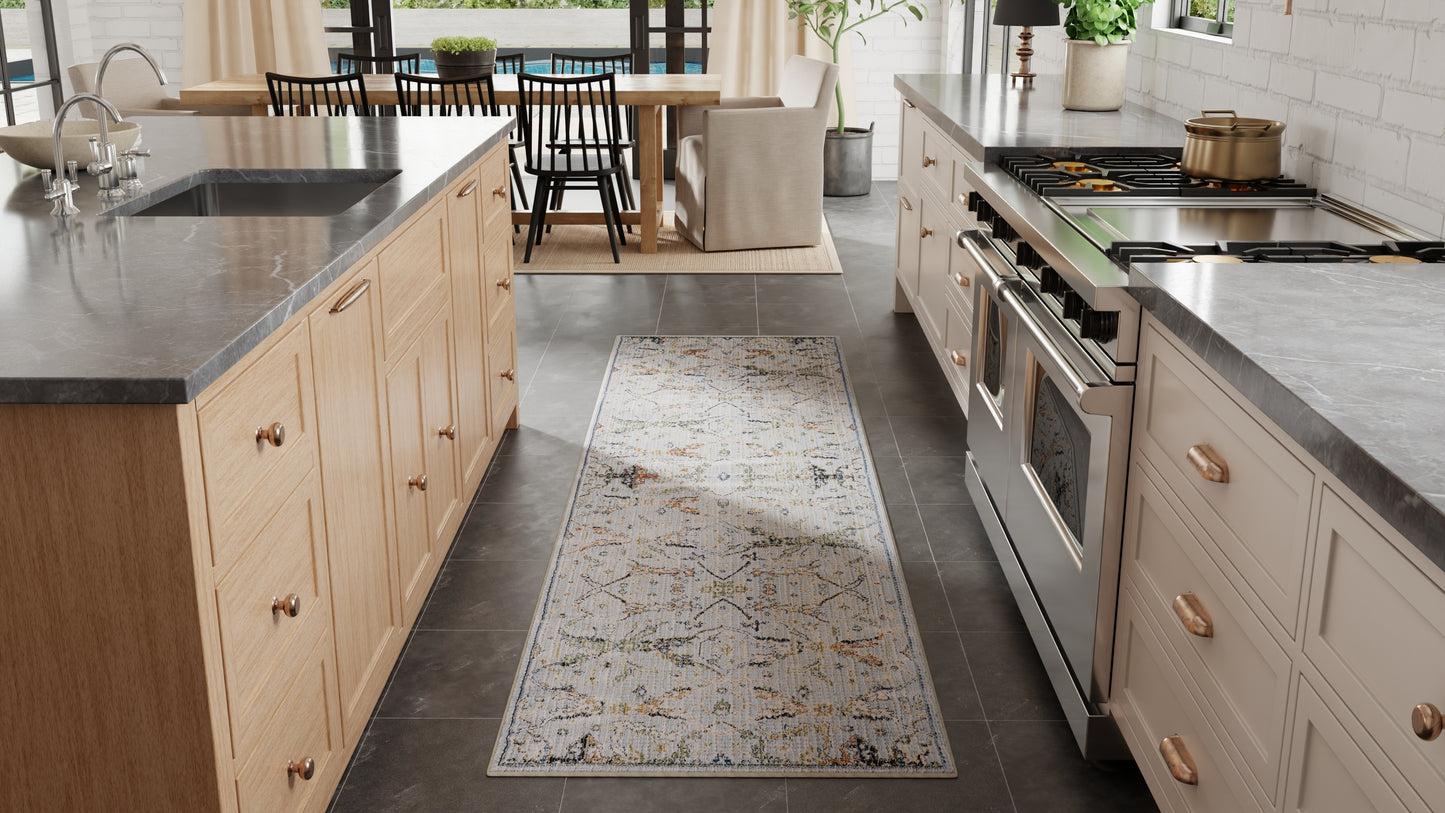 Melrose Traditional/Classic Floral & Botanical/Trellis & Lattice Blue/Green/Ivory - Feizy Rug