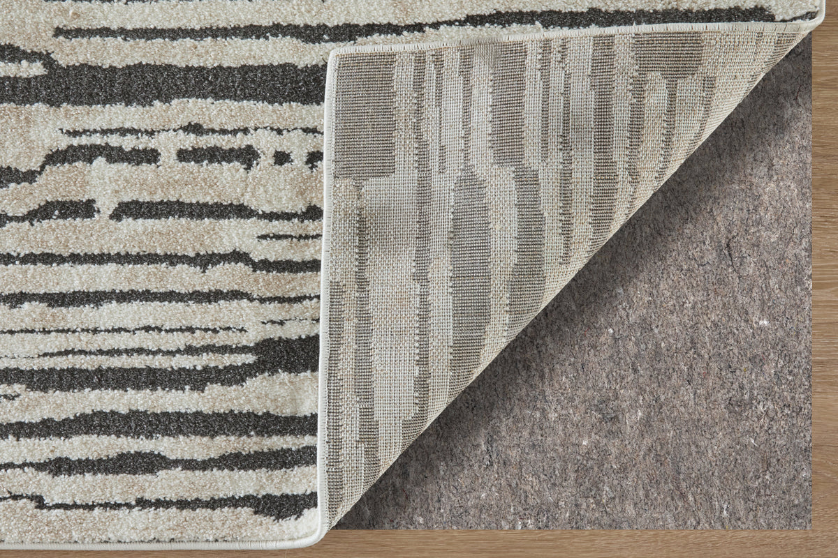 Gilmore Modern Stripes/Checkered/Abstract Ivory/Black - Feizy Rug
