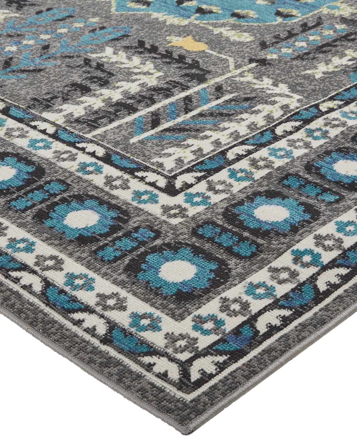 Foster Transitional/Classic/Bohemian & Eclectic Medallion/Bordered Gray/Blue/Green - Feizy Rug