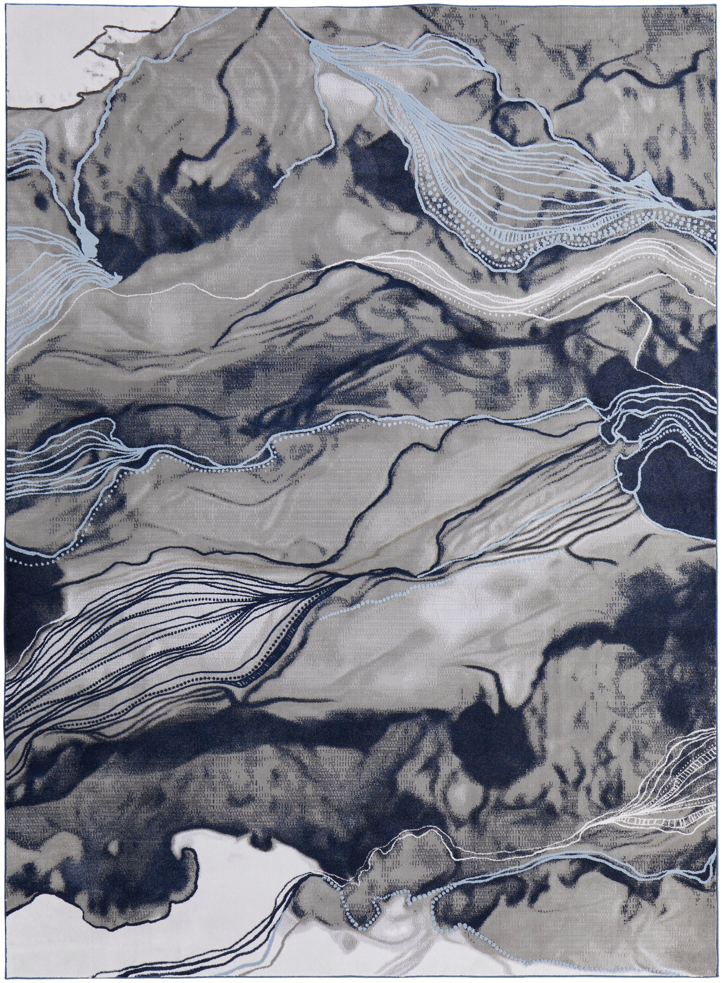 Gaspar Modern/Industrial/Casual Abstract/Watercolor Blue/Gray/Ivory - Feizy Rug