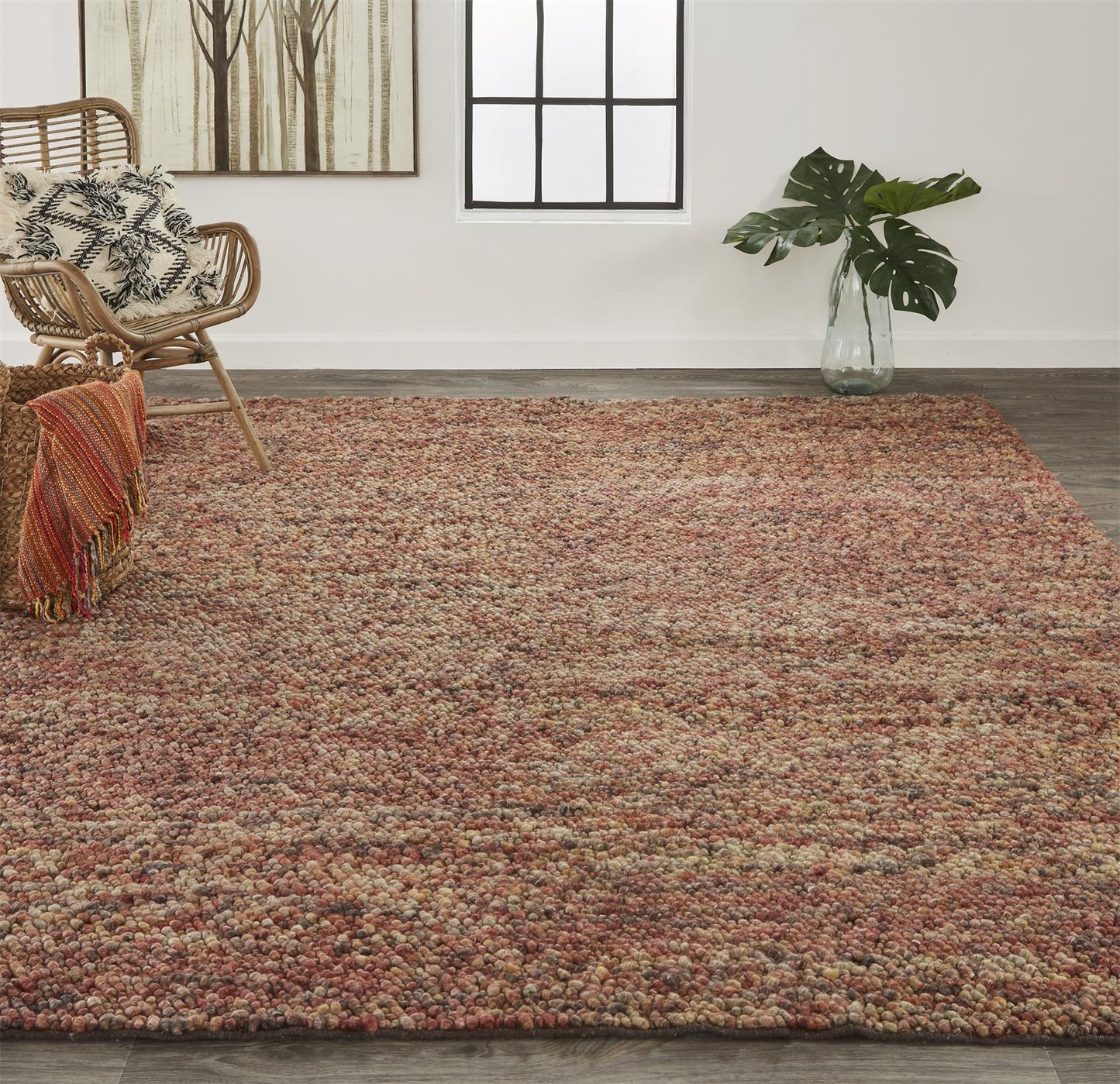 Berkeley Transitional/Casual Brown/Orange/Red Area Rug