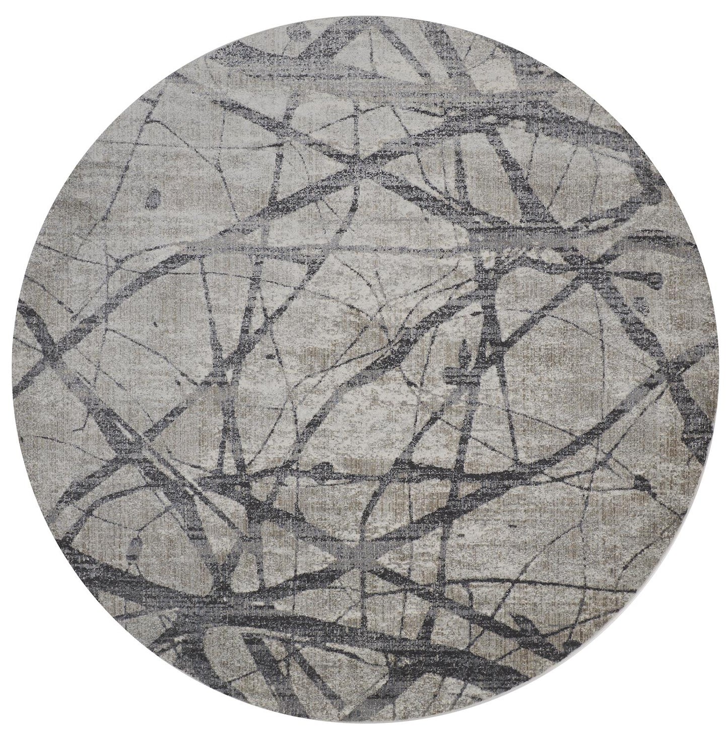 Kano Transitional/Industrial Taupe/Gray/Ivory Round Rug  Feizy Rugs LTL,Feizy Rugs,Kano,Taupe/Gray/Ivory,8'9" x 8'9" Round,Round Rug,Polypropylene/Polyester,Transitional/Industrial,Turkey