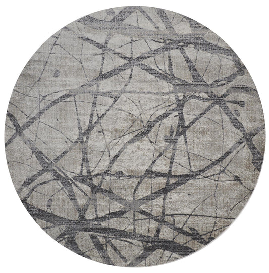 Kano Transitional/Industrial Taupe/Gray/Ivory Round Rug  Feizy Rugs LTL,Feizy Rugs,Kano,Taupe/Gray/Ivory,8'9" x 8'9" Round,Round Rug,Polypropylene/Polyester,Transitional/Industrial,Turkey