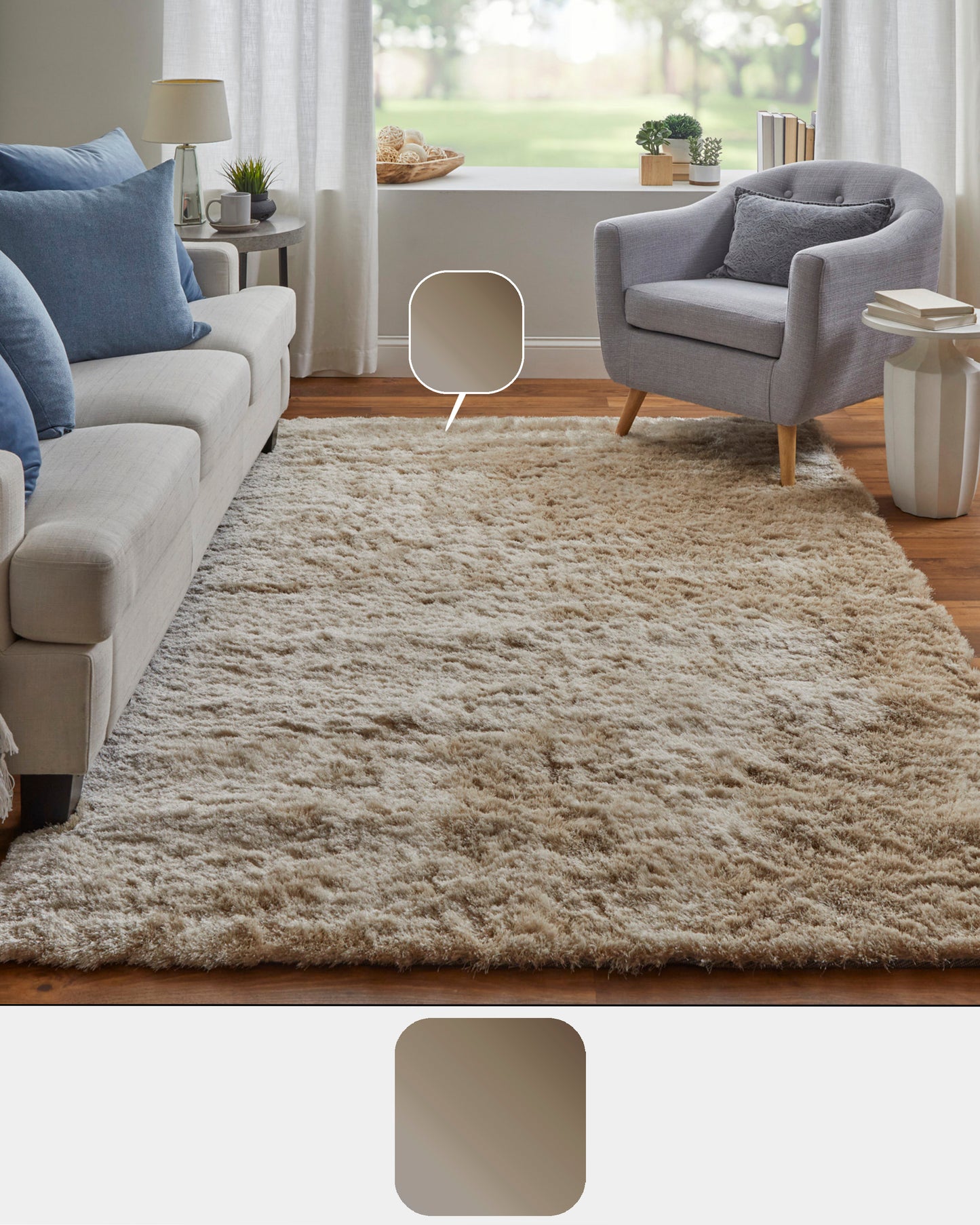 Indochine Modern/Luxury & Glam/Casual Solid Brown/Tan - Feizy Rug