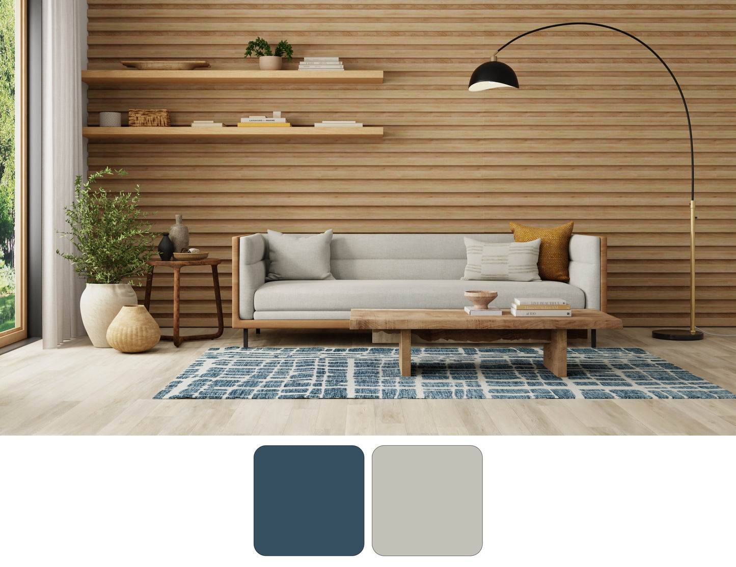 Colton Modern/Bohemian & Eclectic/Industrial Abstract/Geometric/Stripes Blue/Ivory - Feizy Rug