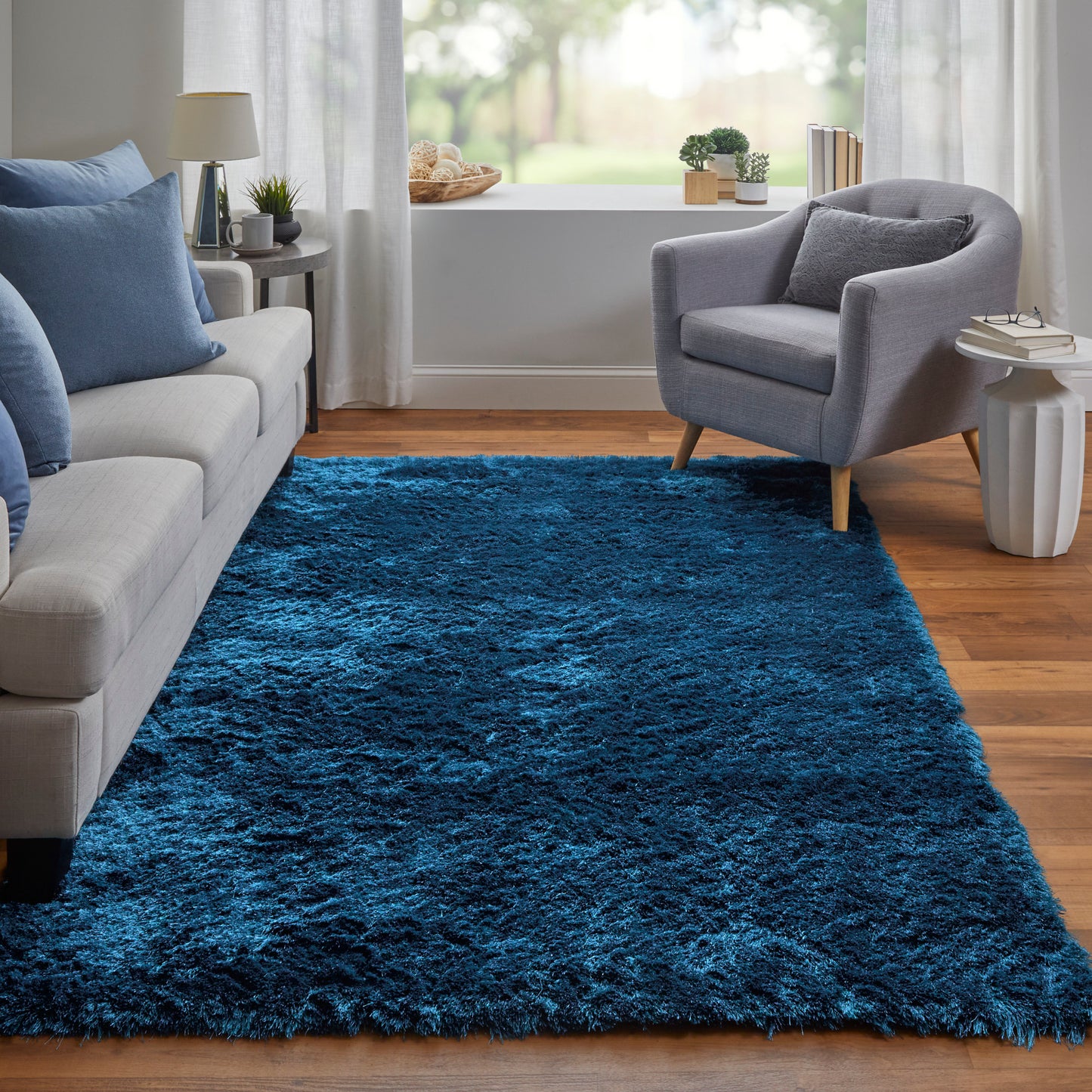 Indochine Modern/Luxury & Glam/Casual Blue/Green Accent Rug