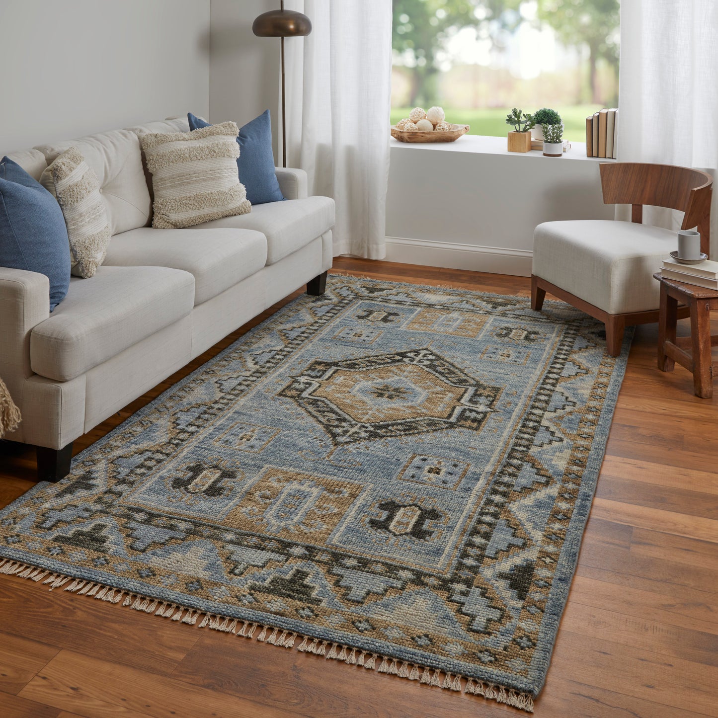 Fillmore Traditional/Vintage Medallion/Diamond/Bordered Blue/Green - Feizy Rug