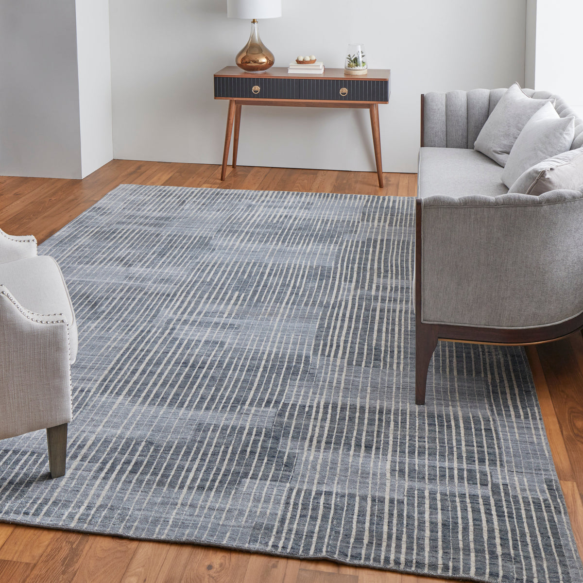 Eastfield Modern/Casual Abstract/Distressed Blue/Ivory/Gray 69AH - Feizy Rug