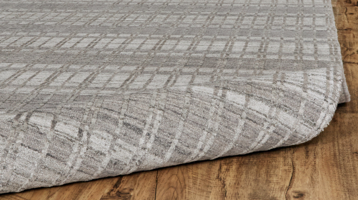 Odell Transitional/Casual Geometric/Stripes Gray/Silver/Ivory - Feizy Rug