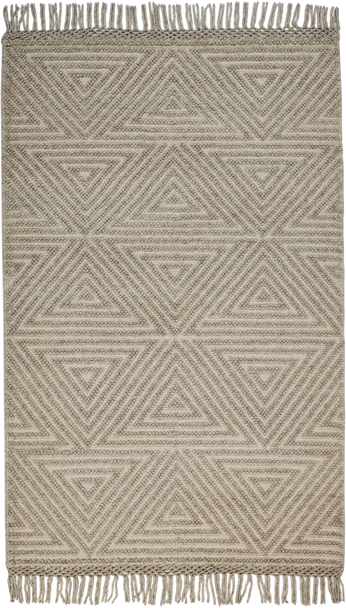 Phoenix Transitional/Farmhouse/Scandinavian Geometric/Solid Tan/Ivory - Feizy Rug