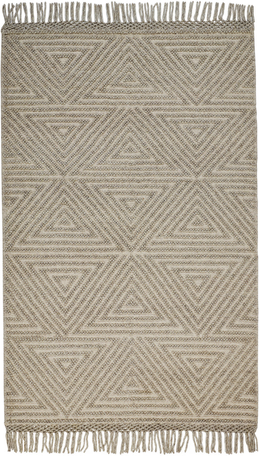 Phoenix Transitional/Farmhouse/Scandinavian Geometric/Solid Tan/Ivory - Feizy Rug