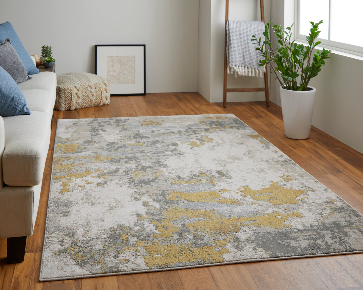 Waldor Modern/Luxury & Glam/Casual Ivory/Gold/Gray Runner  Feizy Rugs Small Parcel,Feizy Rugs,Waldor,Ivory/Gold/Gray,2'10" x 7'10",Runner,Polypropylene/Polyester,Modern/Luxury & Glam/Casual,Turkey